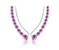 Silver Earrings Studded with Rhinestones EL-115